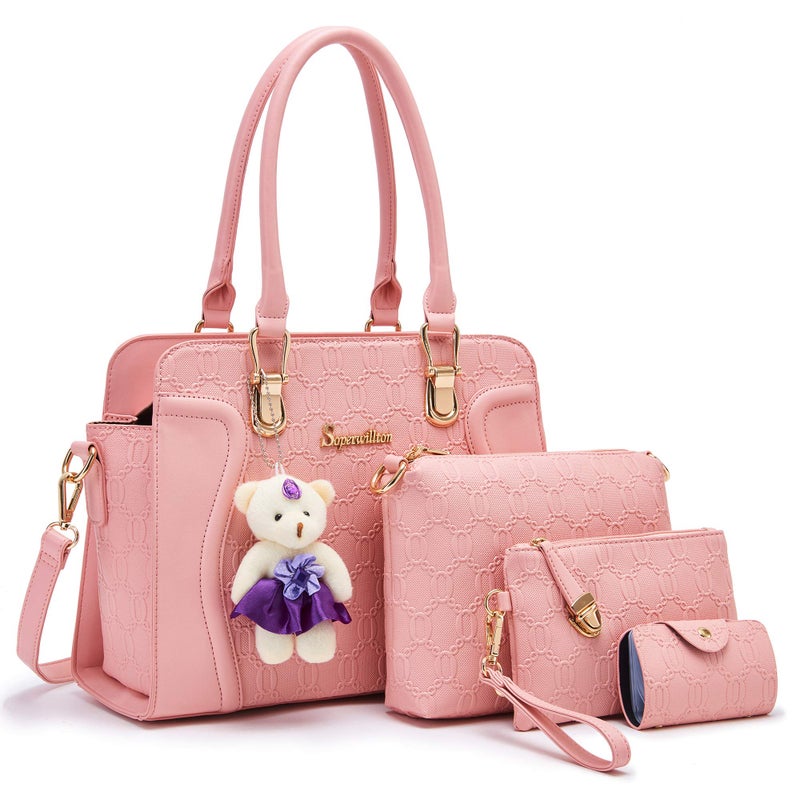 Soperwillton Women's Fashion Handbags Tote Bags Shoulder Bag Top Handle Satchel Purse Set 4pcs - Image 1